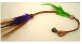 Dreadz Natural Green & Purple Feather Long Dangle Dreadlock Hair Bead with 5mm bronze bail hole