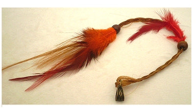 Dreadz Natural Red & Orange Feather Long Dangle Dreadlock Hair Bead with 5mm bronze bail hole