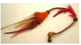 Dreadz Natural Red & Orange Feather Long Dangle Dreadlock Hair Bead with 5mm bronze bail hole