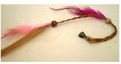 Dreadz Natural Purple & Pink Feather Long Dangle Dreadlock Hair Bead with 5mm bronze bail hole