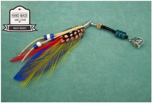 Dreadz Natural Feather Dangle Dreadlock Hair Bead (5mm Hole) (FE-5 Blue) x 1