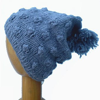Dreadz Fair Trade Fleece Lined Slouch Beanie Hat with Bobble (Grey)