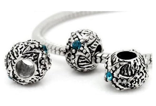 Dreadz Silver and Blue Jewel Round Dreadlock Hair Beads (5mm Hole) x 3 Bead Pack
