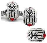 Dreadz Silver with Red Jewel Dreadlock Hair Beads (5mm Hole) x 3 Bead Pack