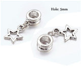Dreadz Silver STAR Dangle Hair Bead (5mm Hole) x 2 Bead Pack