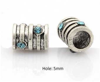 Dreadz Silver and Blue Jewel Spiral Hair Beads (5mm Hole) x 2 Bead Pack