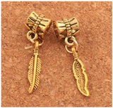 Dreadz Gold Feather Dangle Dreadlock Hair Beads (5mm Hole) x 2 Bead Pack