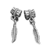 Dreadz Silver Feather Dangle Dreadlock Hair Beads (5mm Hole) x 2 Bead Pack