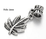 Dreadz Silver Leaf Dangle Hair Bead (5mm Hole) x 1 Bead