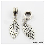 Dreadz Silver Leaf Dangle Dreadlock Hair Beads (5mm Hole) x 2 Bead Pack