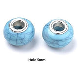 Dreadz Crackle Glaze Aqua Dreadlock Hair Beads 5mm Hole x 2 Bead Pack