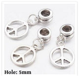 Dreadz Silver PEACE Dangle Dreadlock Hair Beads (5mm Hole) x 2 Bead Pack