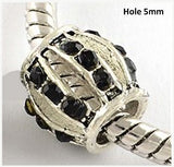 Dreadz Silver & Black Barrel Dreadlock Hair Beads (Hole 5mm) x 1 Bead