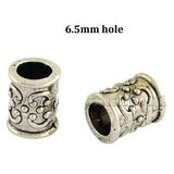 Dreadz Silver Tibetan Scroll Dreadlock Hair Beads (6.5mm Hole) x 2 Beads