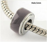 Dreadz Silver & Grey Enamel Dreadlock Hair Beads (Hole 5mm) x 1 Bead