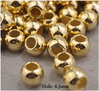 Dreadz Gold Metal Round Hair Beads (6.5mm Hole) x 3 Bead Pack