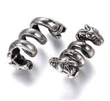 Two Dreadz Silver Snake Dreadlock Hair Beads with 6 millimetre inner hole, demonstrating each side, front and back, sold as single hair beads