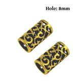 Dreadz Tibetan Carved Gold Tube Hair Beads (8mm Hole) x 2 Bead Pack