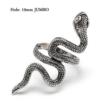 Dreadz JUMBO Silver Snake Hair Beads (19mm Hole) x 1 Bead