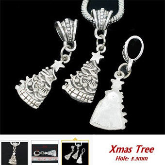 Dreadz Antique Silver Christmas Tree Dangle Dreadlock Hair Beads (5.3mm Hole) x 1 Bead