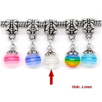 Dreadz Antique Silver Resin Dangle Beads (5.5mm Hole) x 1 Bead (White)
