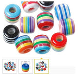 Dreadz Resin Rainbow Stripe Pattern Dreadlock Hair Beads (5mm Hole) x 3