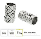 Dreadz Silver Dot/Lattice Tube Large Dreadlock Hair Beads (7mm Hole) x 1 Bead