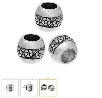 Dreadz Silver Antique Floral Carved Pattern Dreadlock Hair Beads (5mm Hole) x 3