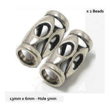 Dreadz Tibetan Silver Metal Tube Hair Beads (5mm Hole) x 2 Bead Pack