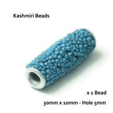 Dreadz Kashmiri Tube Hair Beads (5mm Hole) Medium Blue x 1 Bead