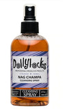 An 8 fluid ounce 236 millilitre bottle of Dollylocks Nag Champa Cleansing Dreadlocks Spray displayed against a white background