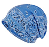Dreadz 3-in-1 Multi-Function Tubular Beanie Headwrap Neckwarmer Paisley Mid Blue coloured shown against a white background