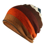 Dreadz 3-in-1 Multi-Function Tubular Beanie Headwrap Neckwarmer Thick Striped and Rust Brown coloured shown against a white background