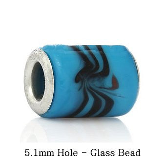 Dreadz Blue Glass Dreadlock Hair Beads (5.1mm Hole) x 1 Bead