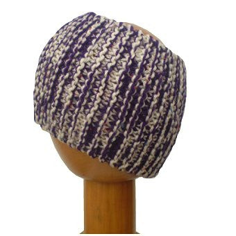 Dreadz Chunky Knitted Head Band / Tube (Purple Cream Multi Fleck)