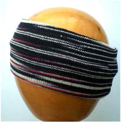 Dreadz Fair Trade Multi Coloured Striped Headband Narrow (Black/Red/White)