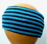 Dreadz Fair Trade Multi Coloured Striped Headband Narrow (Blue/Black Thick Stripe)
