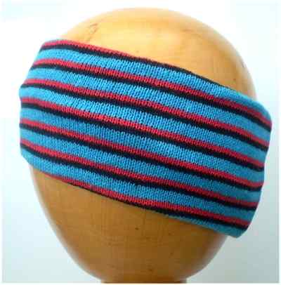 Dreadz Fair Trade Multi Coloured Striped Headband Narrow (Blue/Red Black)