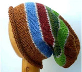 Dreadz Hand Knitted Slouchy Rolled Brim Beanie Hat (Brown/Blue/Green) AS-22-01