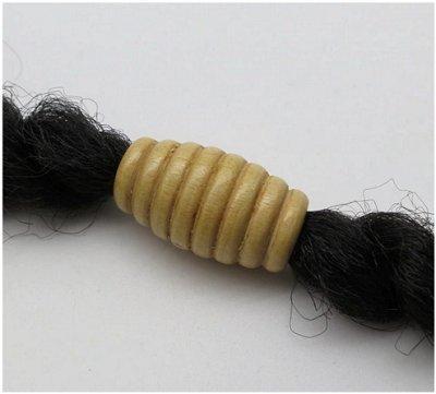 Dreadz Large Spiral Wooden Dreadlock Hair Bead (9mm Hole) (Light Brown) x 1 Bead