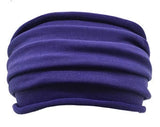A Purple, Lightweight, Stretch, Wide Headband shown displayed on white mannequin's head