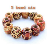 Dreadz Mixed Wooden Patterned Large Dreadlock Hair Beads (7.4mm Hole) x 5 Bead Pack