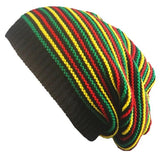 Dreadz Rasta Thin Striped Baggie Slouch Beanie Hat