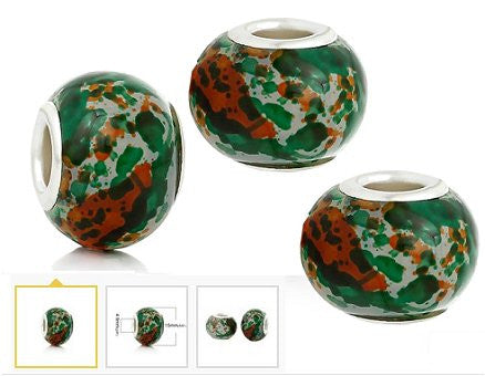 Dreadz Round Glass Camouflage Hair Beads (5mm Hole) x 3 Bead Pack