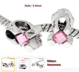 Dreadz Silver & Pink Ribbon Awareness Dreadlock Hair Beads (5mm Hole) x 1 Bead
