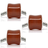 Dreadz Silver & Tan Resin Dreadlock Hair Beads (5mm Hole) x 1 Bead
