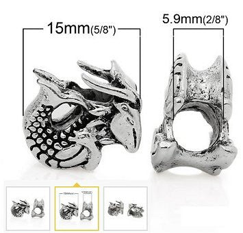 Dreadz Silver Dragon Dreadlock Hair Beads (5.9mm Hole) x 1 Bead