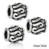 Dreadz Silver Scroll Barrel Dreadlock Hair Beads (5mm Hole) x 3 Bead Pack