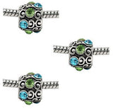 Dreadz Silver with Green and Blue Jewel Dreadlock Hair Beads (5mm Hole) x 3 Bead Pack