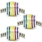 Dreadz Silver With Multi Colour Enamel Dreadlock Hair Beads (5mm Hole) x 3 Bead Pack